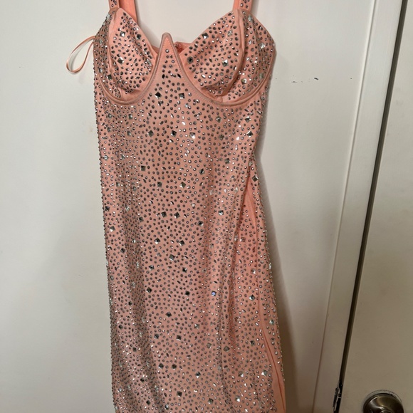FASHIONNOVA RHINESTONE DRESS - PEACH - Picture 2 of 2